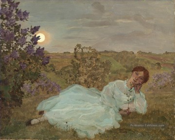repos au coucher du soleil Konstantin Somov Peinture à l'huile